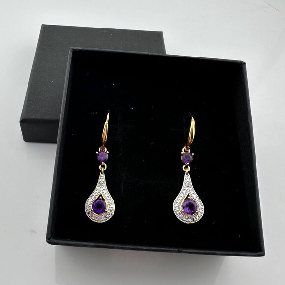 Pretty Teardrop Purple African Amethyst Earrings - Picture 16 of 16